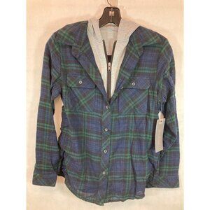 Everyday Elegance: Women's Blue Plaoid Small Long Sleeve Casual Shirt